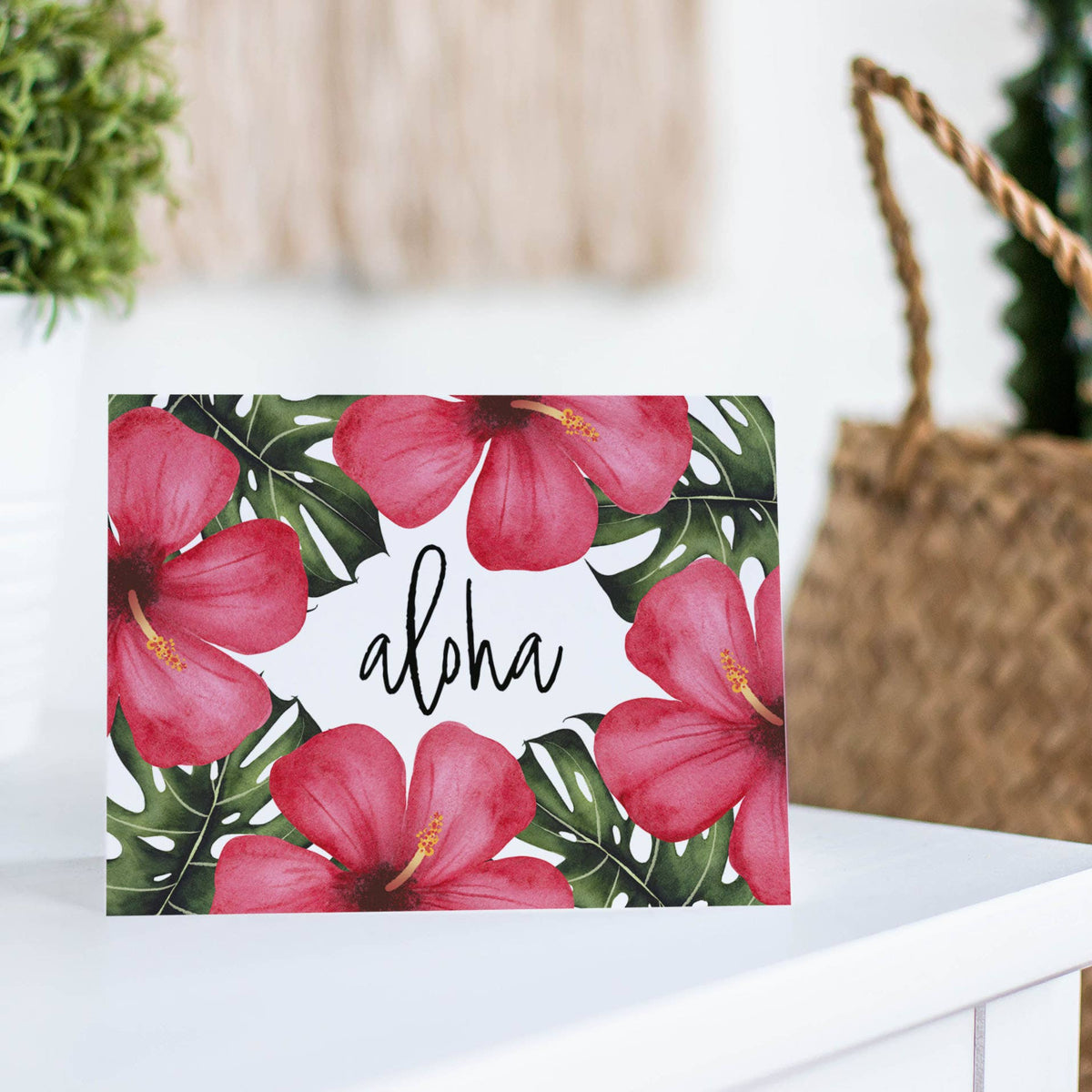 Tropical Hibiscus "Aloha" Greeting Card w/ Envelope