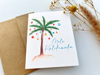 Holiday Palm Tree Watercolor Greeting Card | Stationery