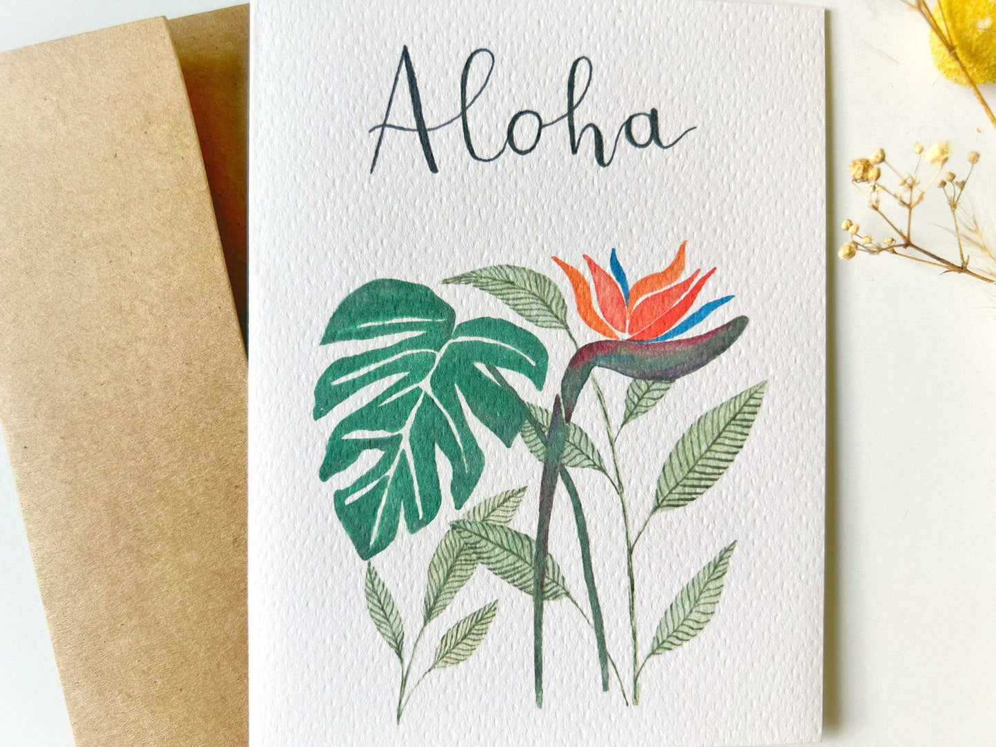 Tropical Aloha Watercolor Greeting Card