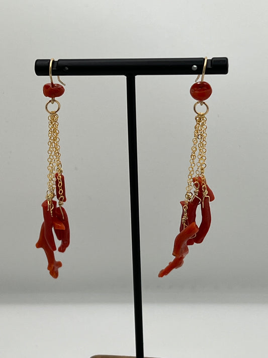 Long Branch Coral Drop Earrings