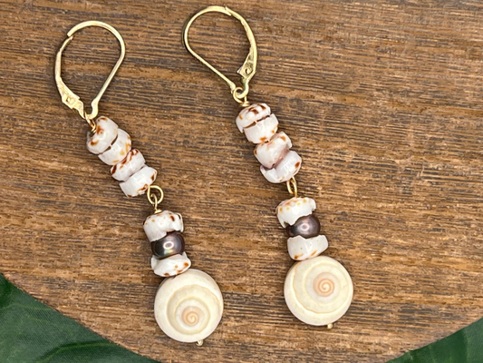 Tiger Puka Shell Earrings