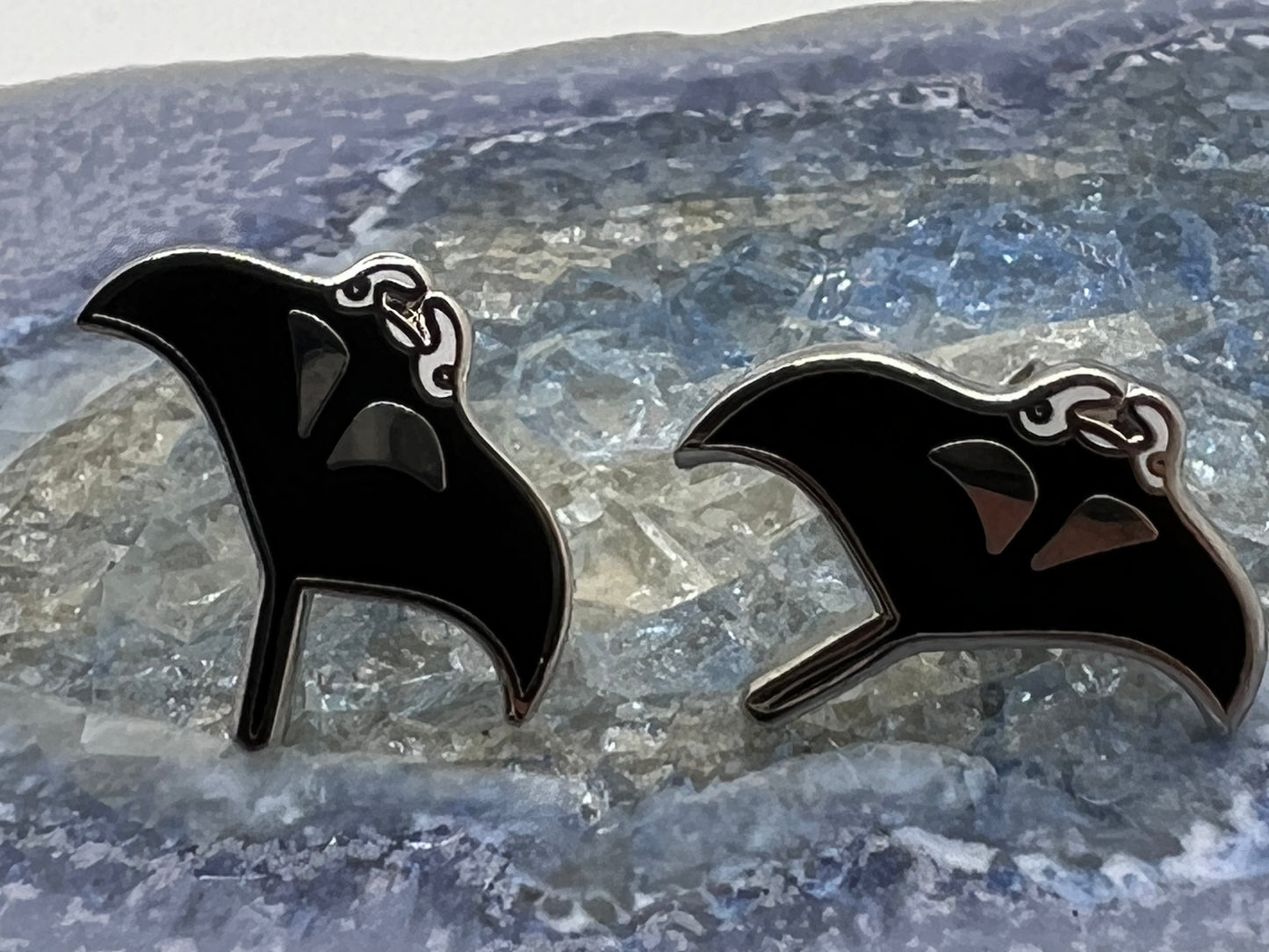 Manta Ray Enamel Earrings