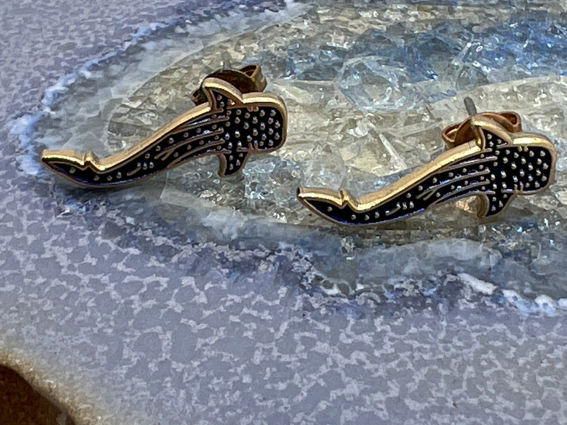 Whale Shark Enamel Earrings