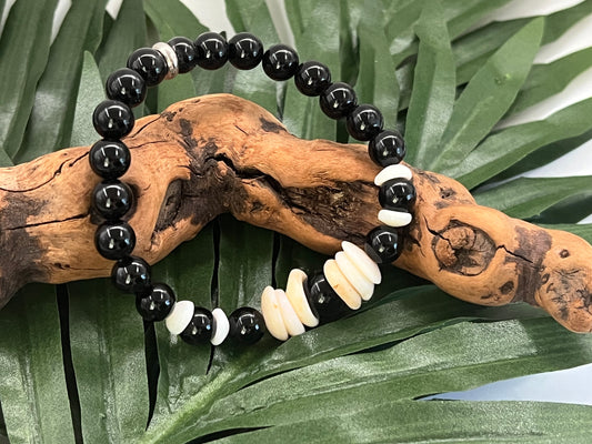 Men's Onyx Puka Shell Bracelet