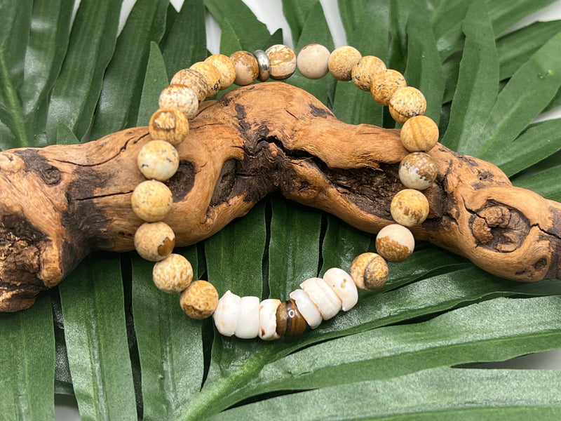 Men's Jasper Puka Shell Bracelet