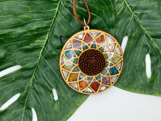 Protea Necklace-Sacred Geometry-Rainbow