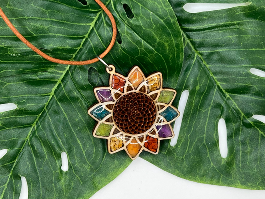 Protea Flower Necklace-Rainbow Starseed