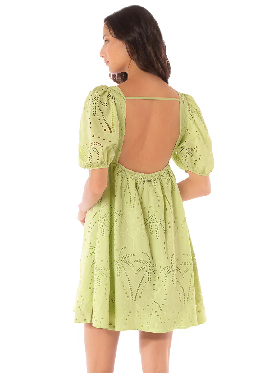 Palm Embroidery Eileen Short Dress