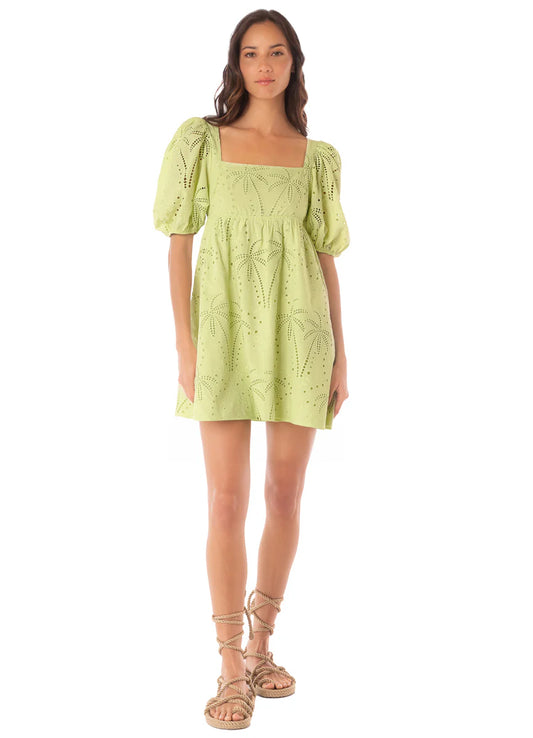 Palm Embroidery Eileen Short Dress