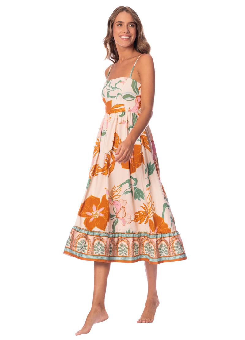 Nostalgic Floral Ollari Midi Dress