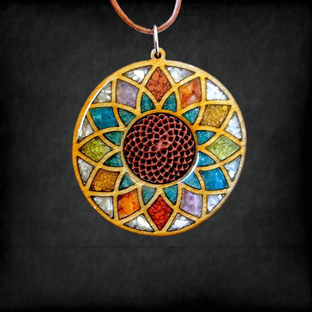 Protea Necklace-Sacred Geometry-Rainbow