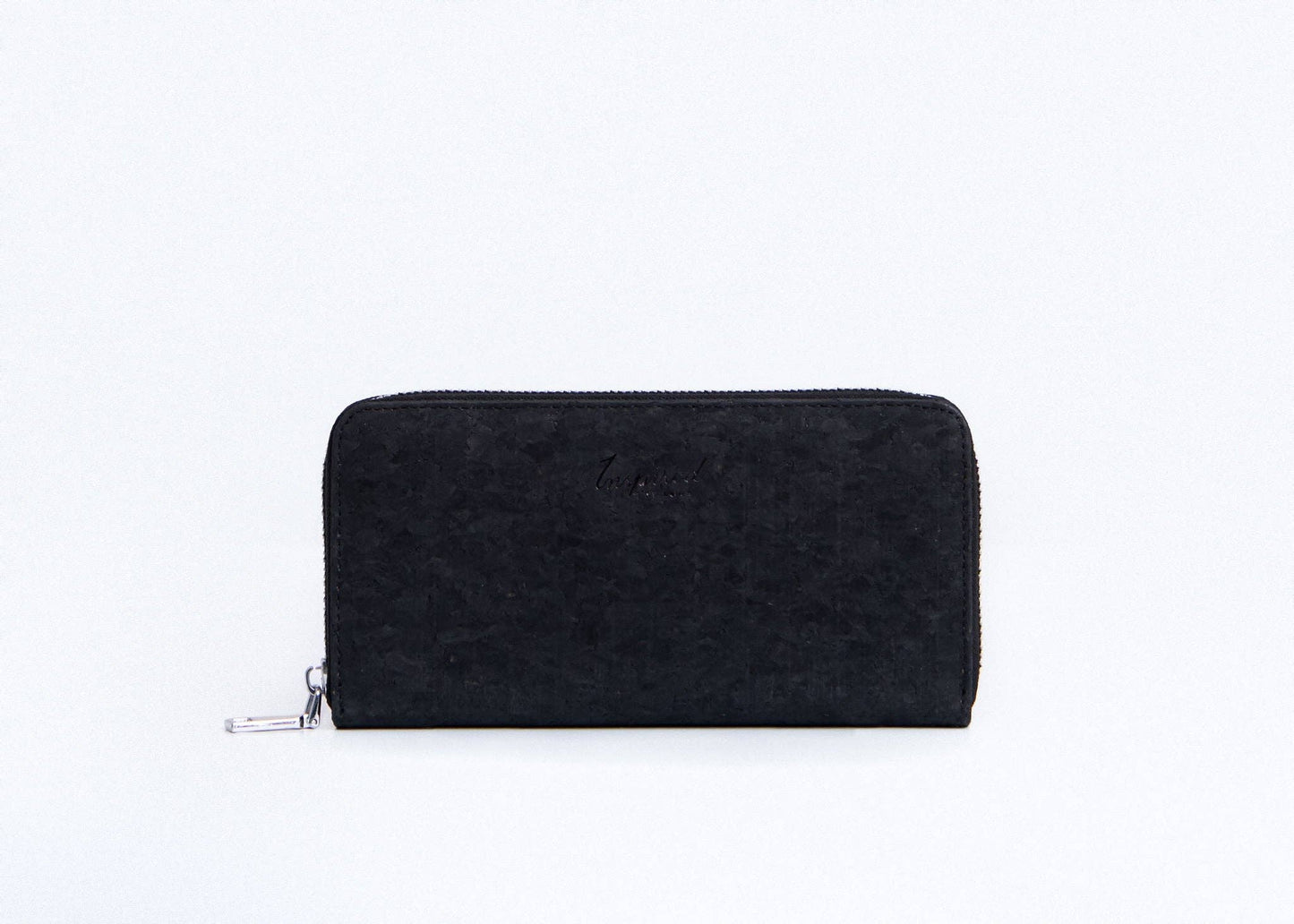 Cork Large Zipper Wallet - Black