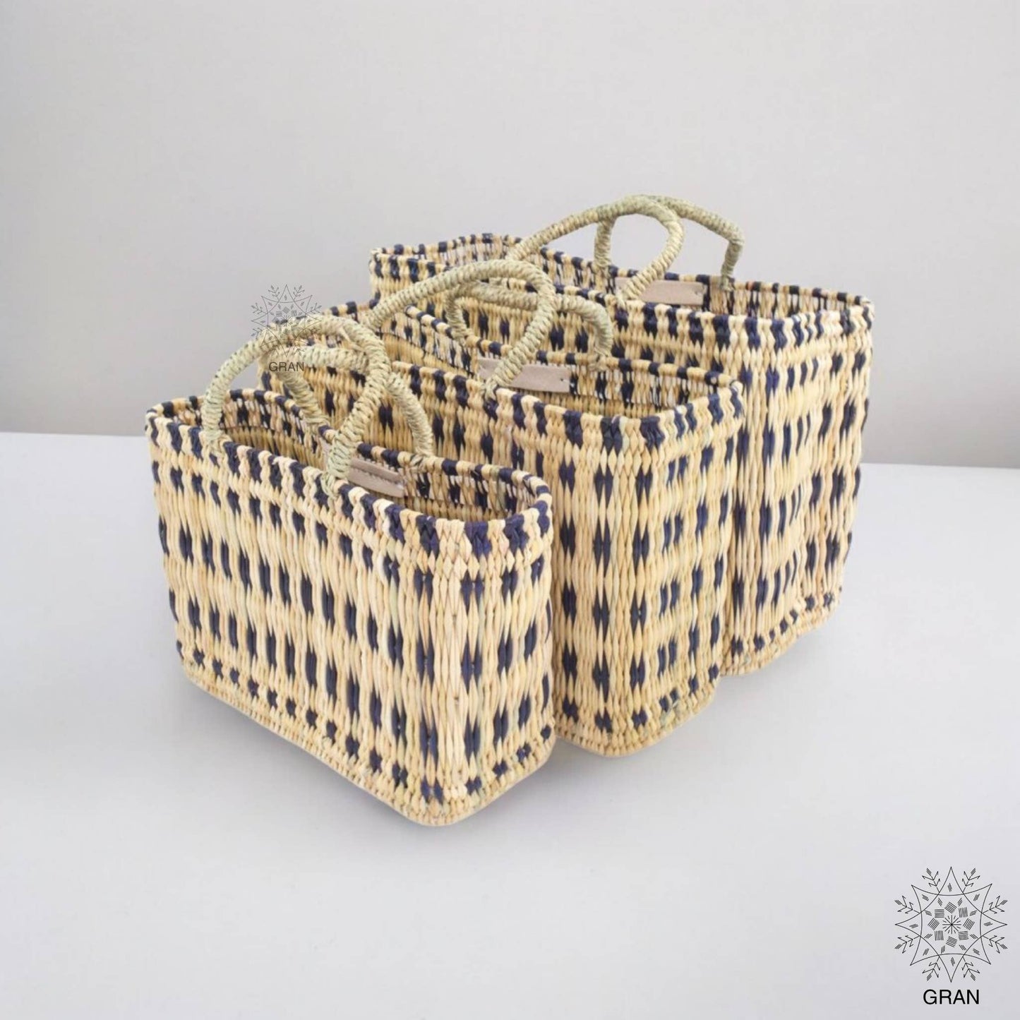 Reed Storage Basket, Natural Straw Tote Basket, Shopper Bag.