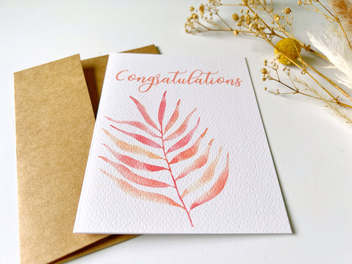 Pink Palm Greeting Card | Stationery | Congratulations