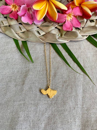 Textured Single Hawaiian Island Pendant Necklace