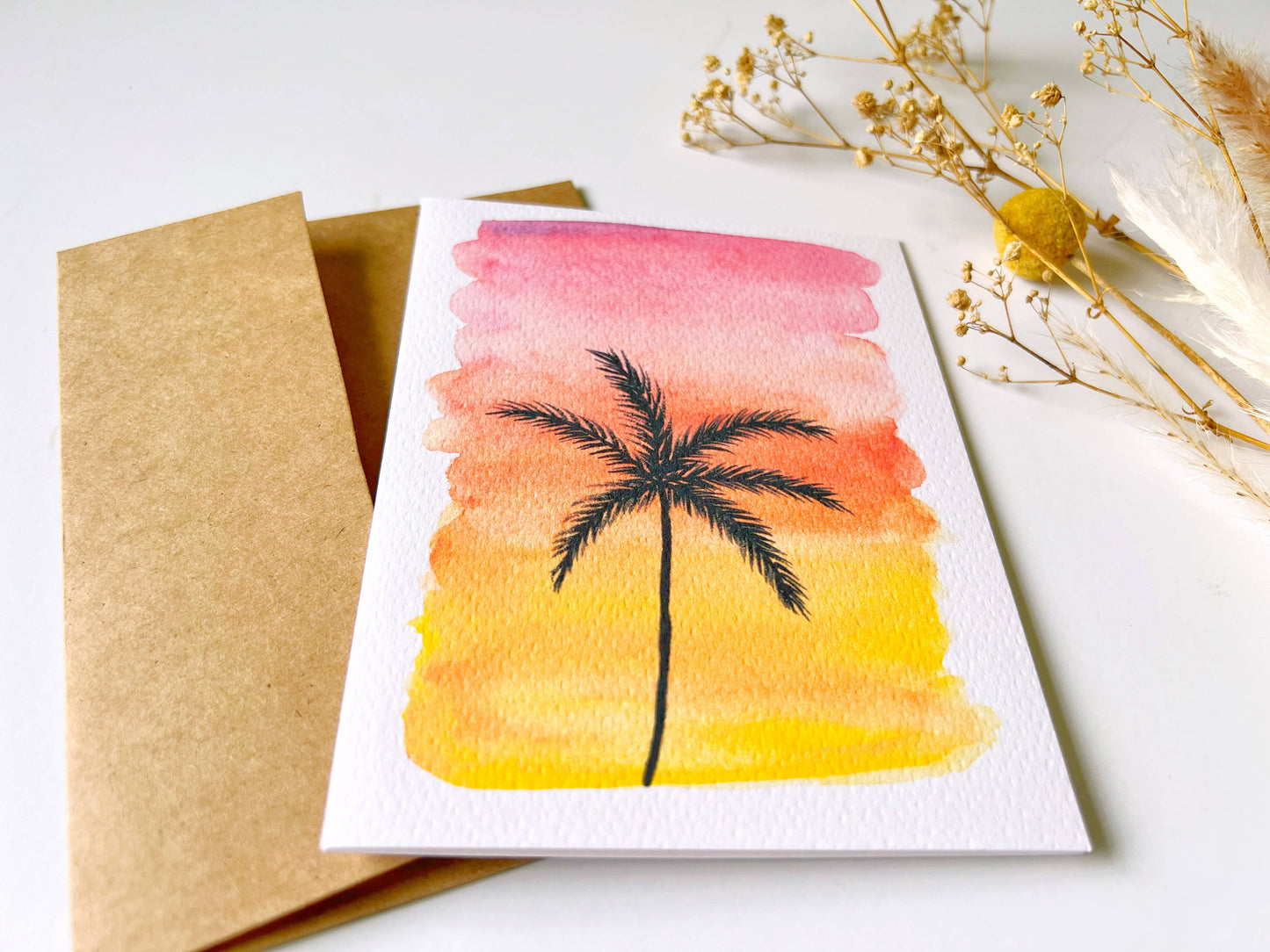 Sunset Palm Greeting Card | Stationery | Art