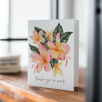 Tropical Watercolor Plumeria Thank You Card with Envelope