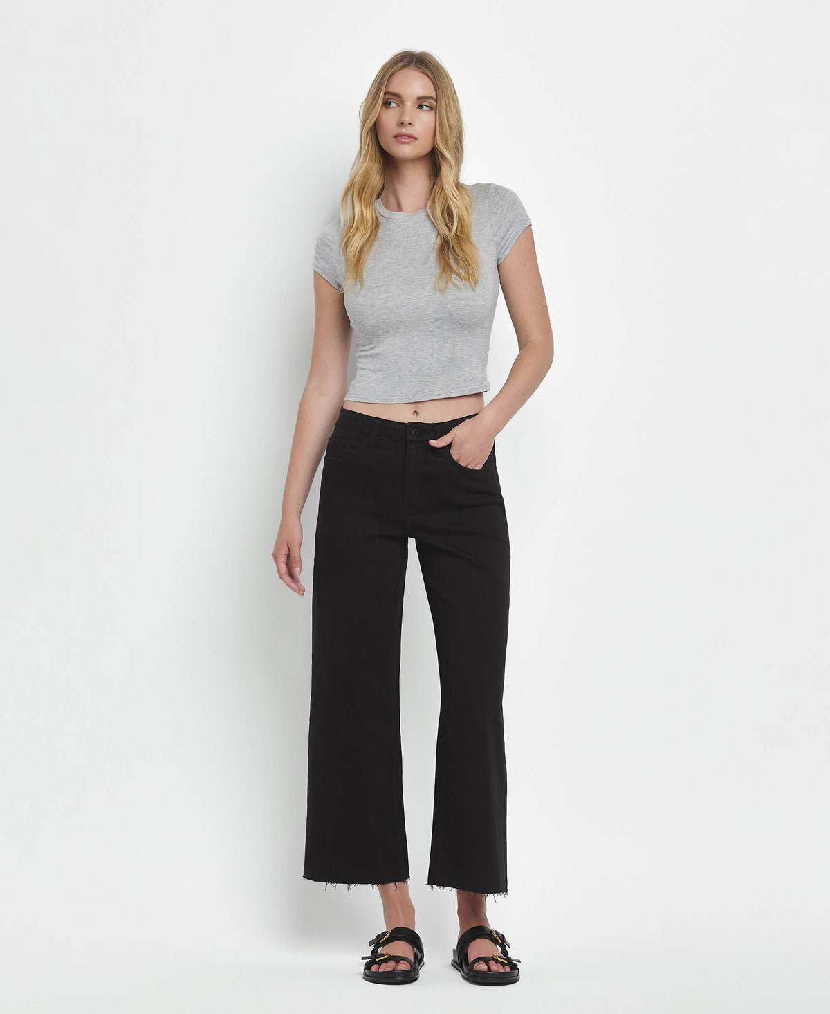 High Rise Crop Wide Leg Jeans