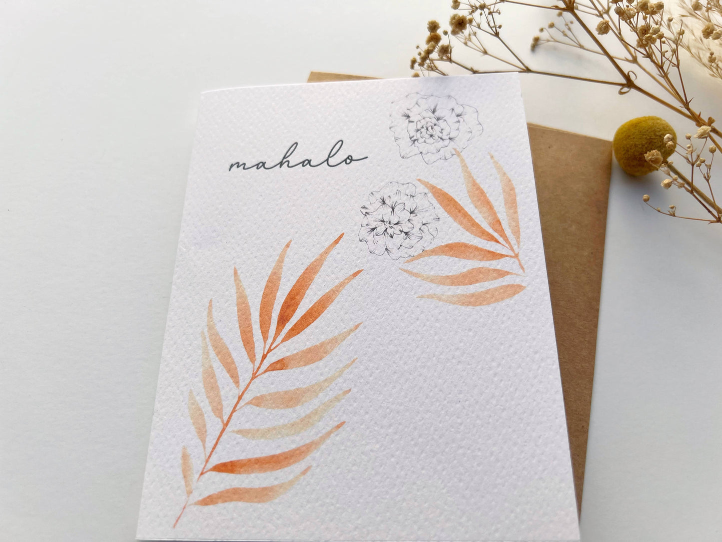 Flower Orange Palm | Watercolor Greeting Card | Mahalo