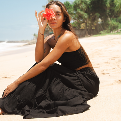 Tiered Cotton Maxi Skirt