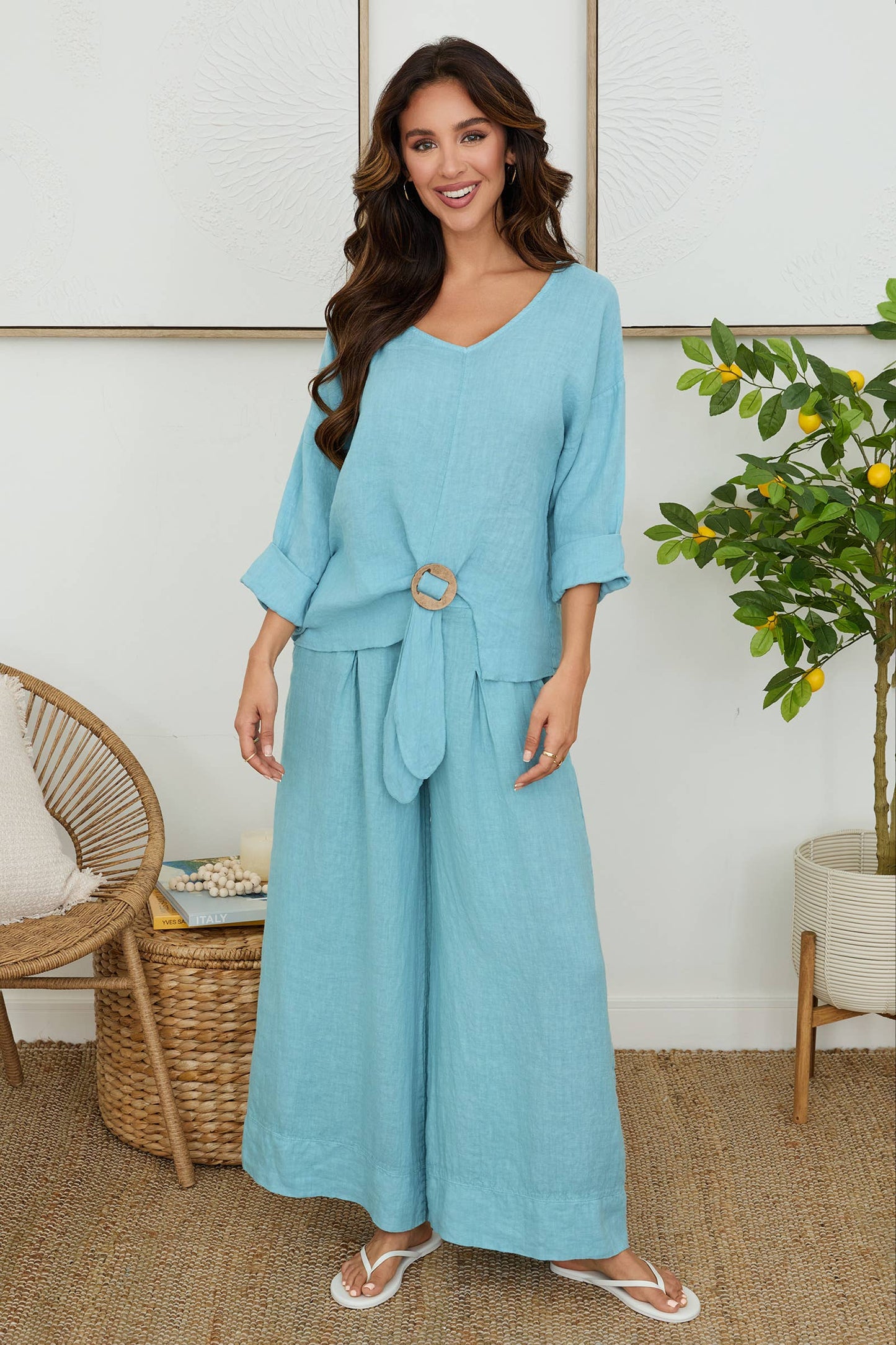 Italian Linen Palazzo Pants