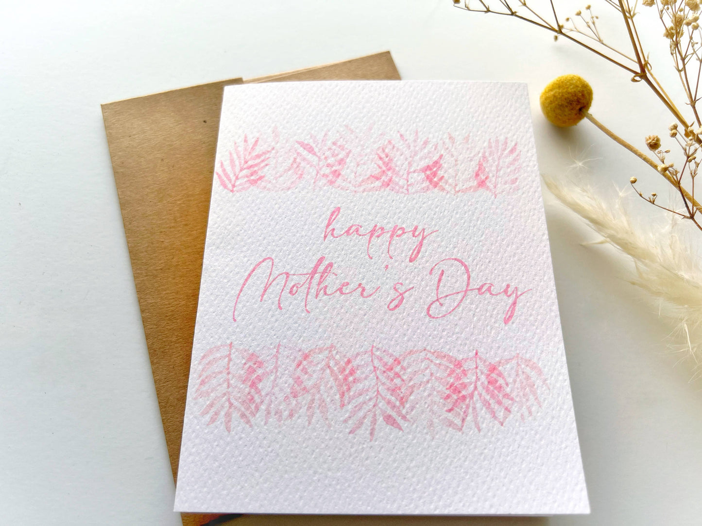 Mother's Day Card | Watercolor | Pink | Palms