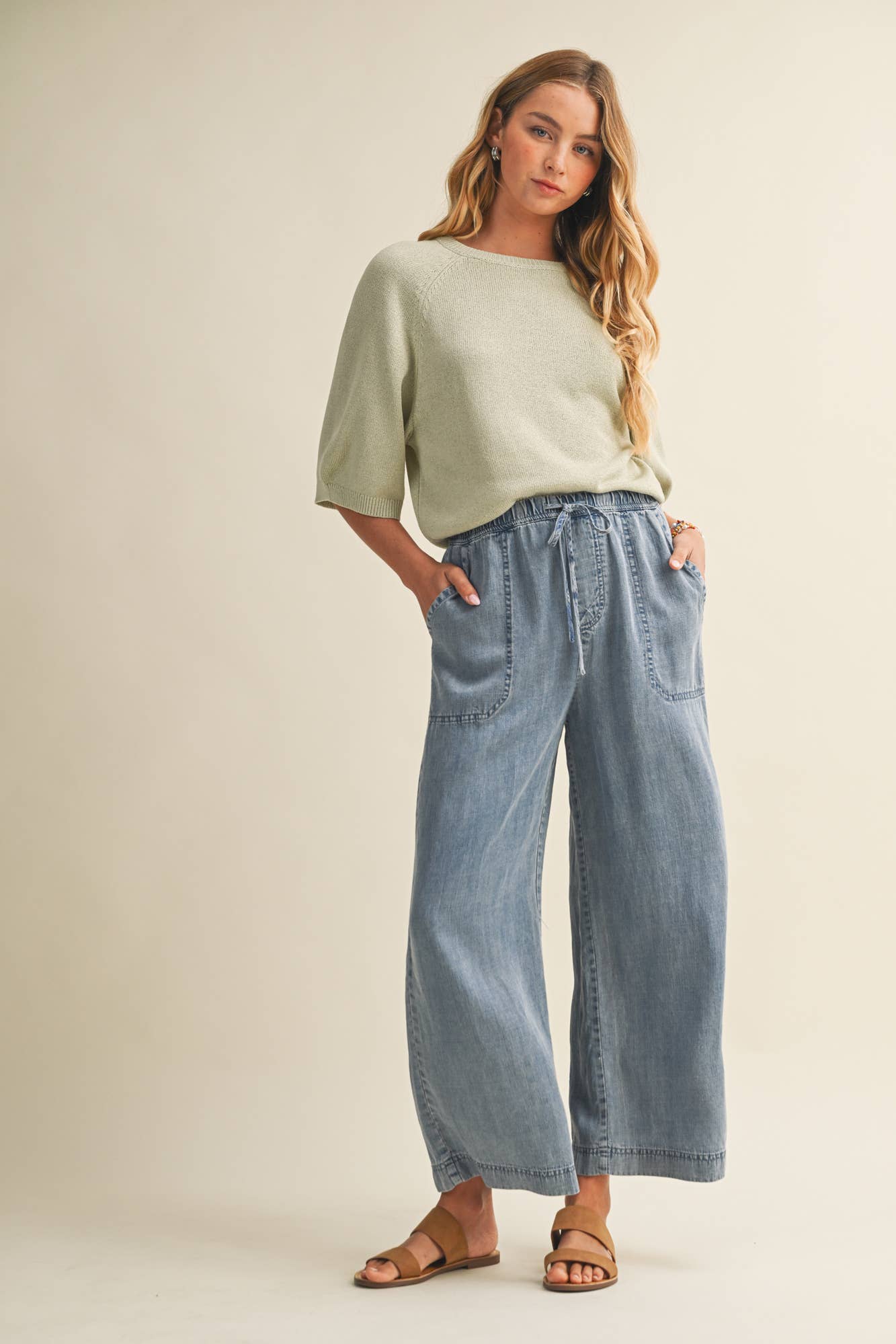 Cropped Denim Pants