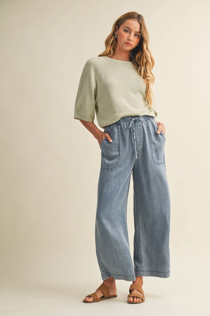Cropped Denim Pants