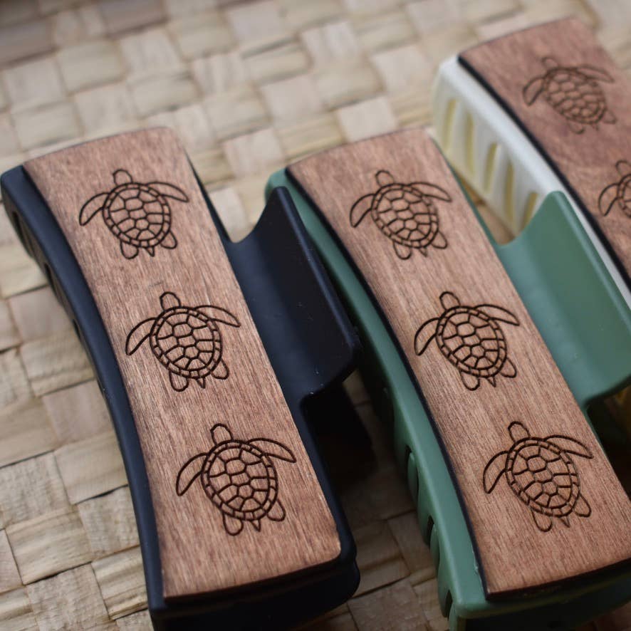 Handmade Wood Engraved Hair Clip