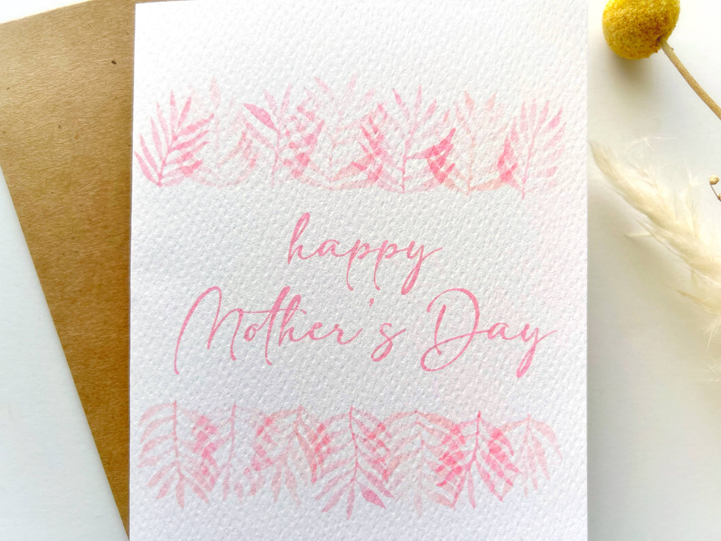 Mother's Day Card | Watercolor | Pink | Palms