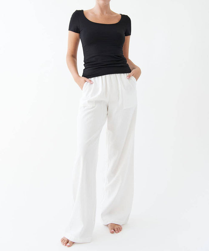 Bamboo Cotton Linen Pants-  White