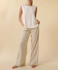 Bamboo Cotton Linen Pants- Natural