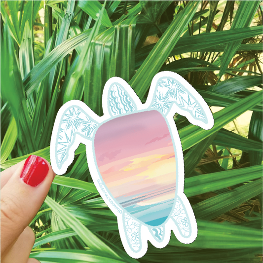 Sea Turtle Sunset - Durable Vinyl Sticker