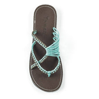 Oceanside Summer Flip Flops Flat Sandals - Turquoise Gray