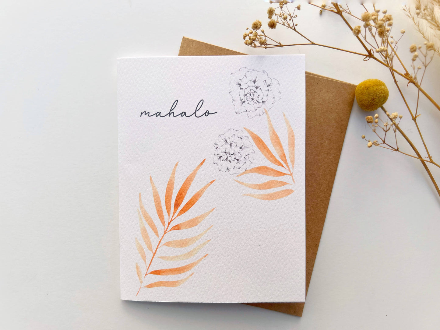 Flower Orange Palm | Watercolor Greeting Card | Mahalo