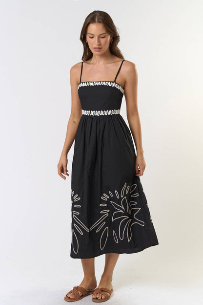 Embroidered Midi Dress