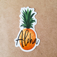 "Aloha" Pineapple Vinyl Sticker - 1.7" x 3"