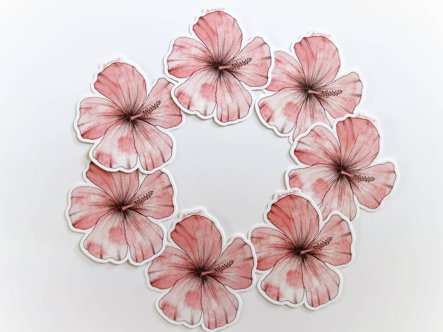 Pink Hibiscus Sticker | Watercolor | Art Sticker | Vinyl