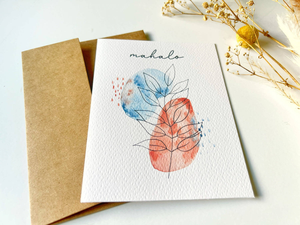 Abstract Leaves Watercolor Greeting Card | Stationery