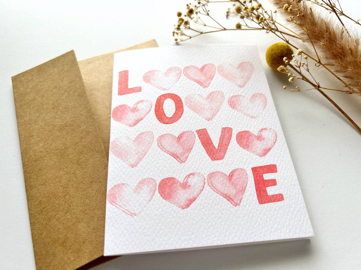 LOVE Watercolor Greeting Card | Valentine's Card