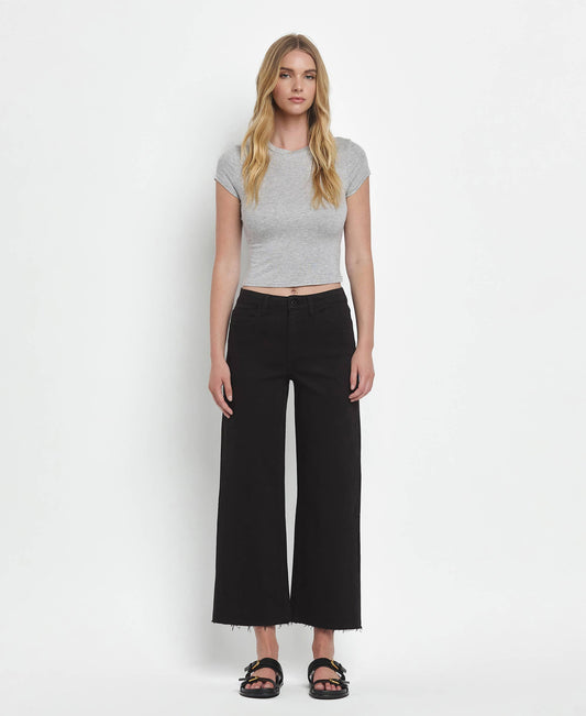 High Rise Crop Wide Leg Jeans