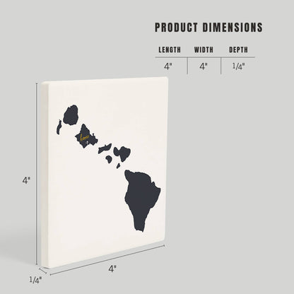 Ceramic Coaster O'ahu, Hawaii, Home State, Gray on White