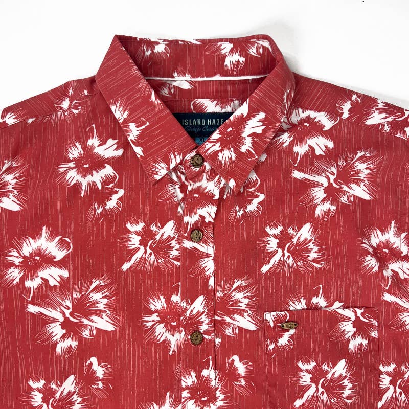 Men's Hawaiian Shirts Wovens Shirts Button Down: Coral