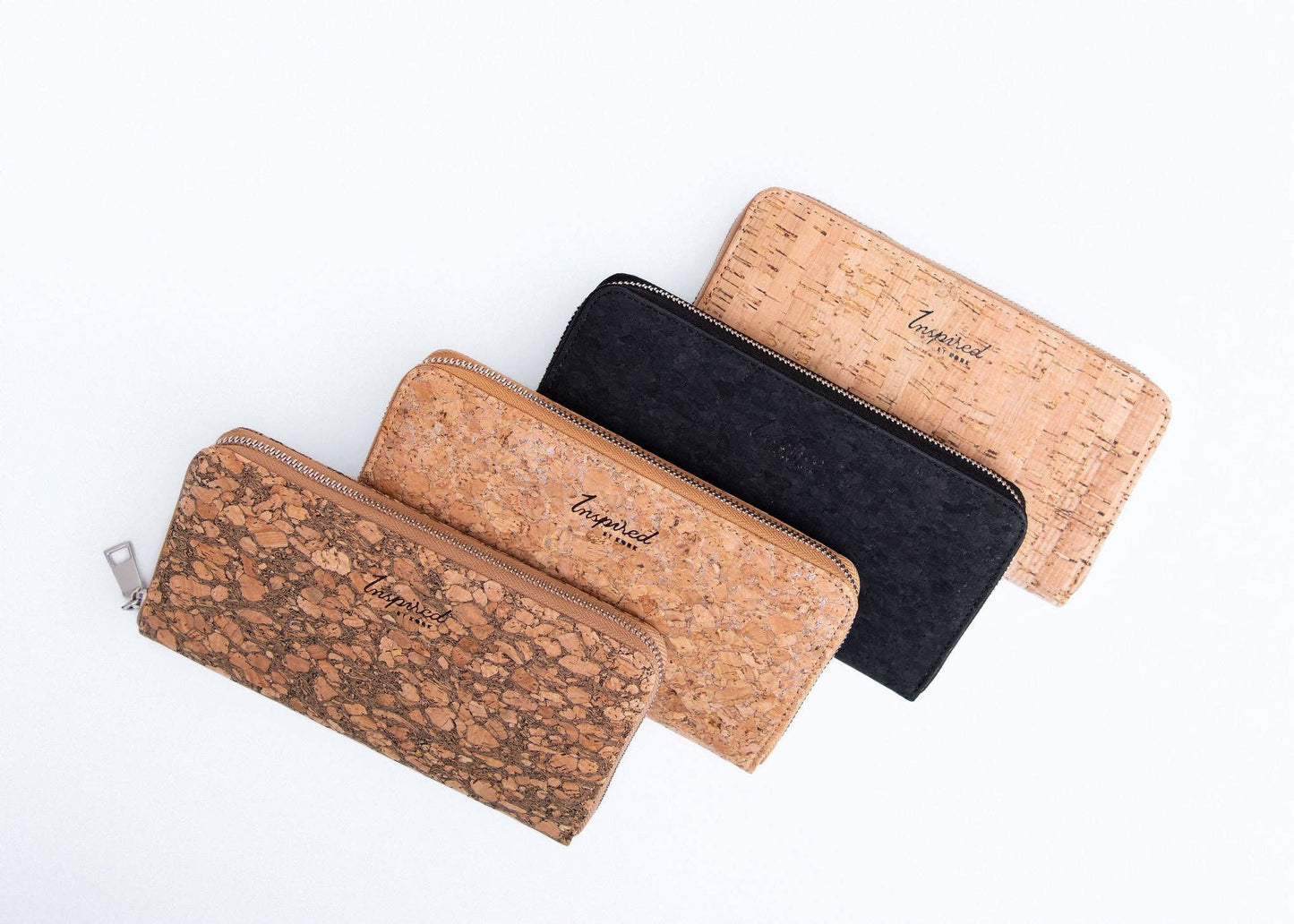 Cork Large Zipper Wallet - Black