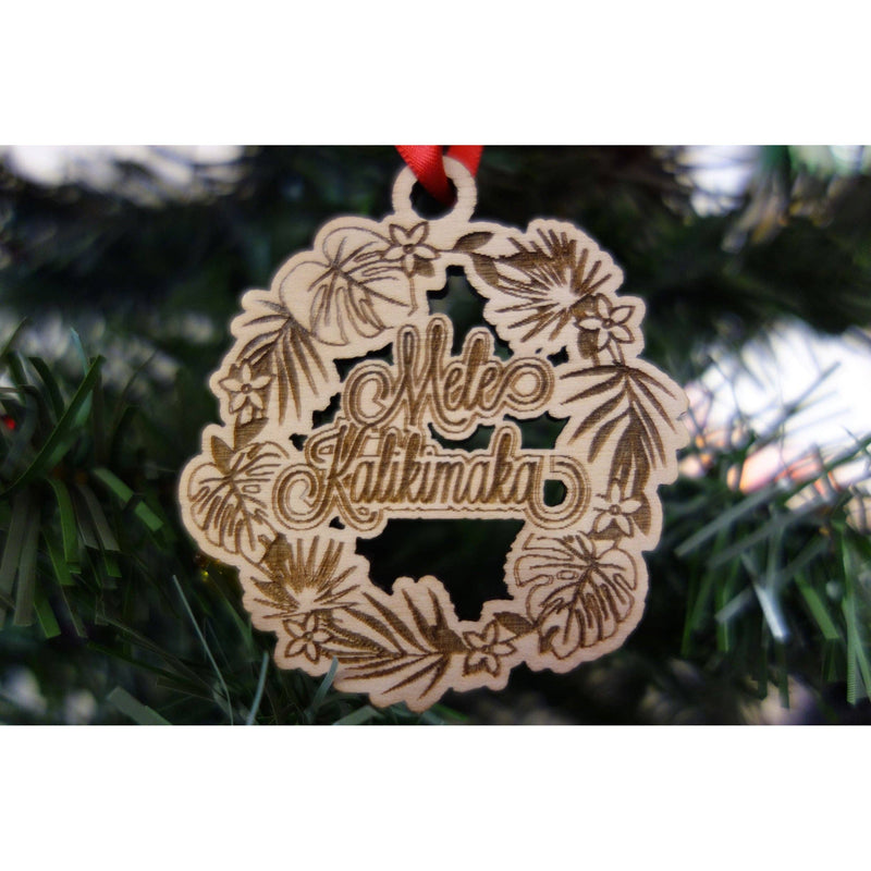 Mele Kalikimaka Tropical Wreath Ornament