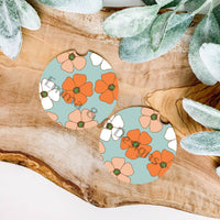 Puakenikeni Flowers Print set of 2 car coasters