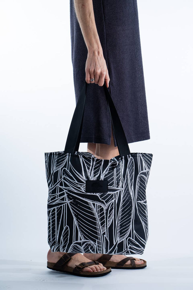 Summer Tote Beach Bag - Travel Bag - Black Strelitzia