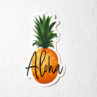 "Aloha" Pineapple Vinyl Sticker - 1.7" x 3"