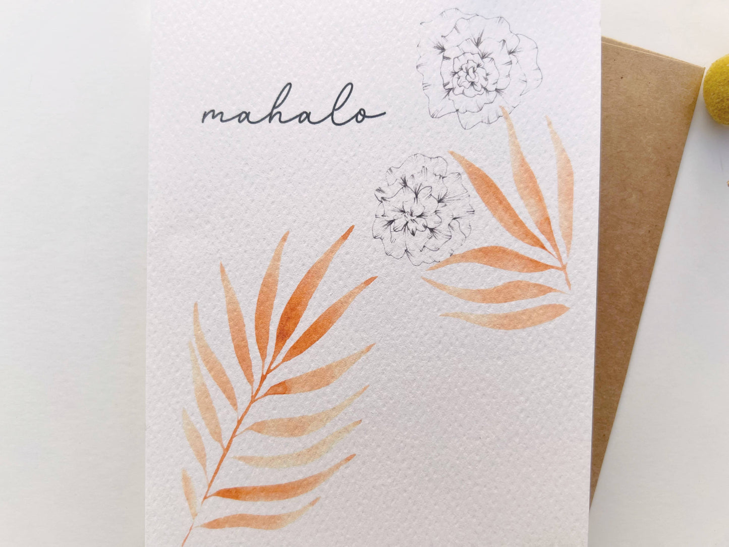 Flower Orange Palm | Watercolor Greeting Card | Mahalo