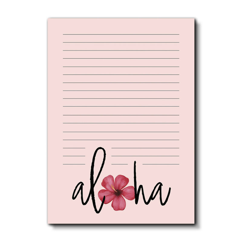 5x7 Notepad - "Aloha" Watercolor Hibiscus - 50 Sheets Lined